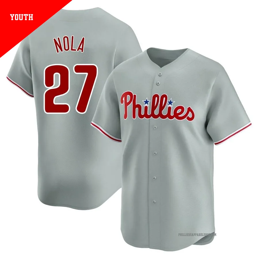 Philadelphia Phillies ＃27 Aaron Nola Youth Gray Limited Away Jersey