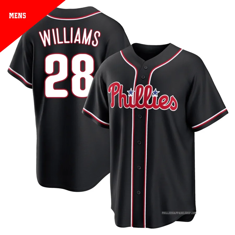 Philadelphia Phillies ＃28 Mitch Williams Men's Black Replica Fashion Out Jersey