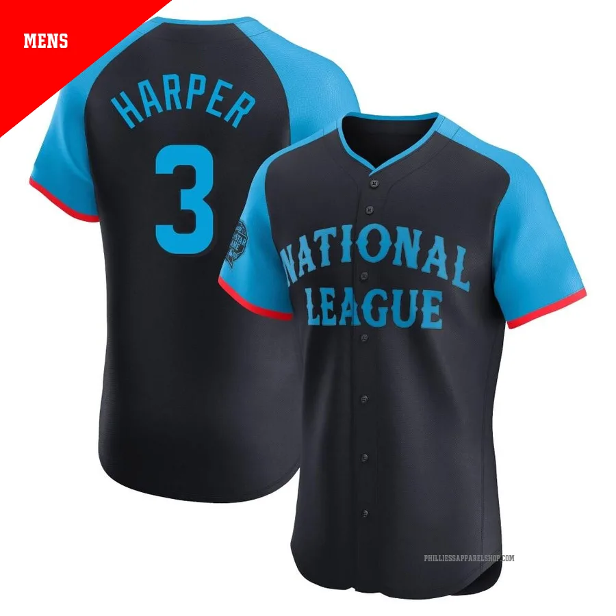 Philadelphia Phillies ＃3 Bryce Harper Men's Navy Elite National League 2024 All-Star Game Jersey