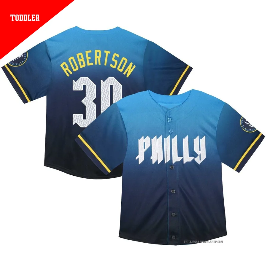 Philadelphia Phillies ＃30 David Robertson Men's Blue Limited Toddler 2024 City Connect Jersey