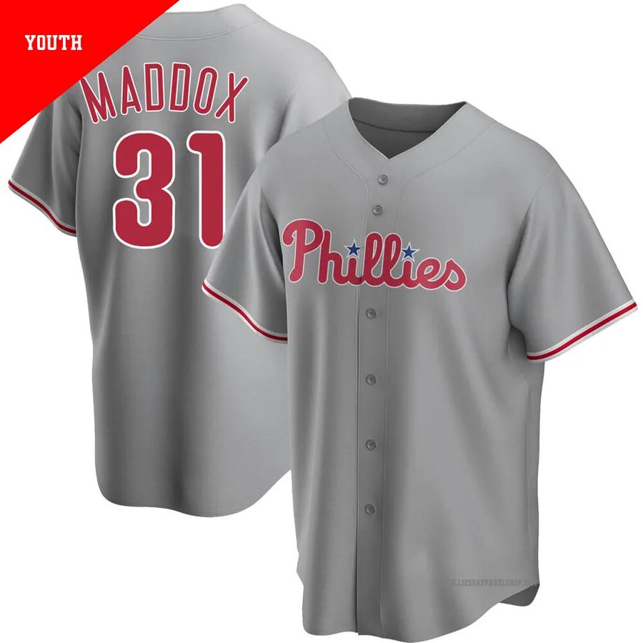 Philadelphia Phillies ＃31 Garry Maddox Youth Gray Replica Road Jersey