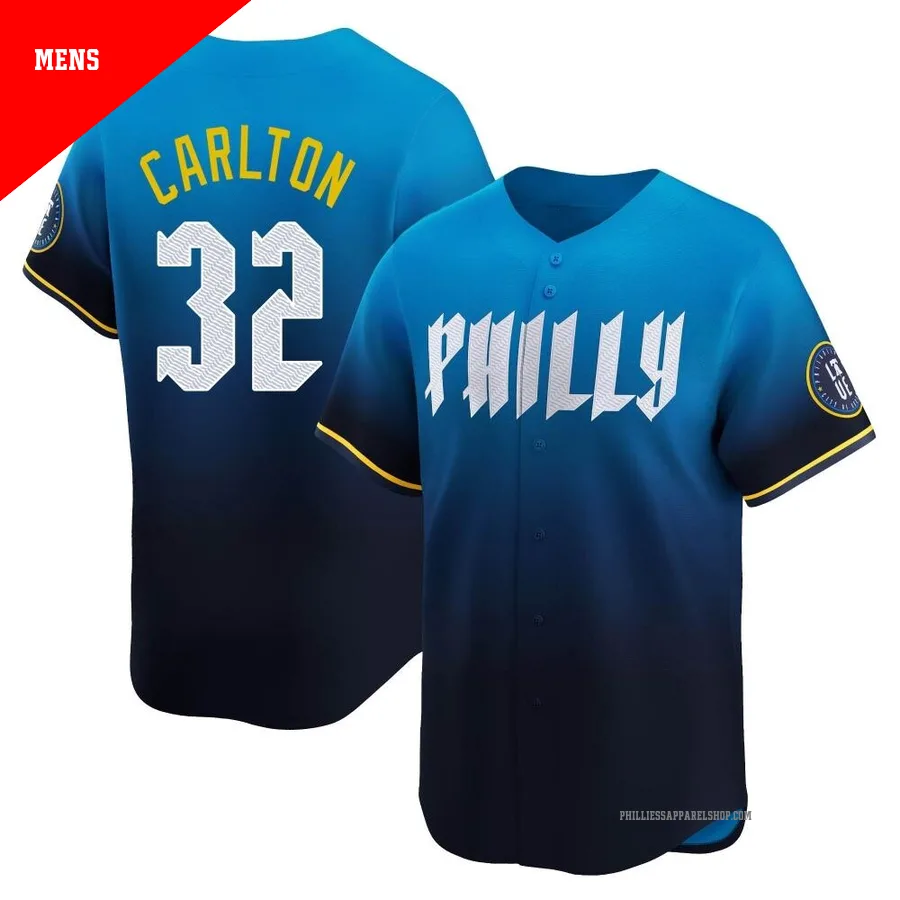 Philadelphia Phillies ＃32 Steve Carlton Men's Blue Limited 2024 City Connect Jersey