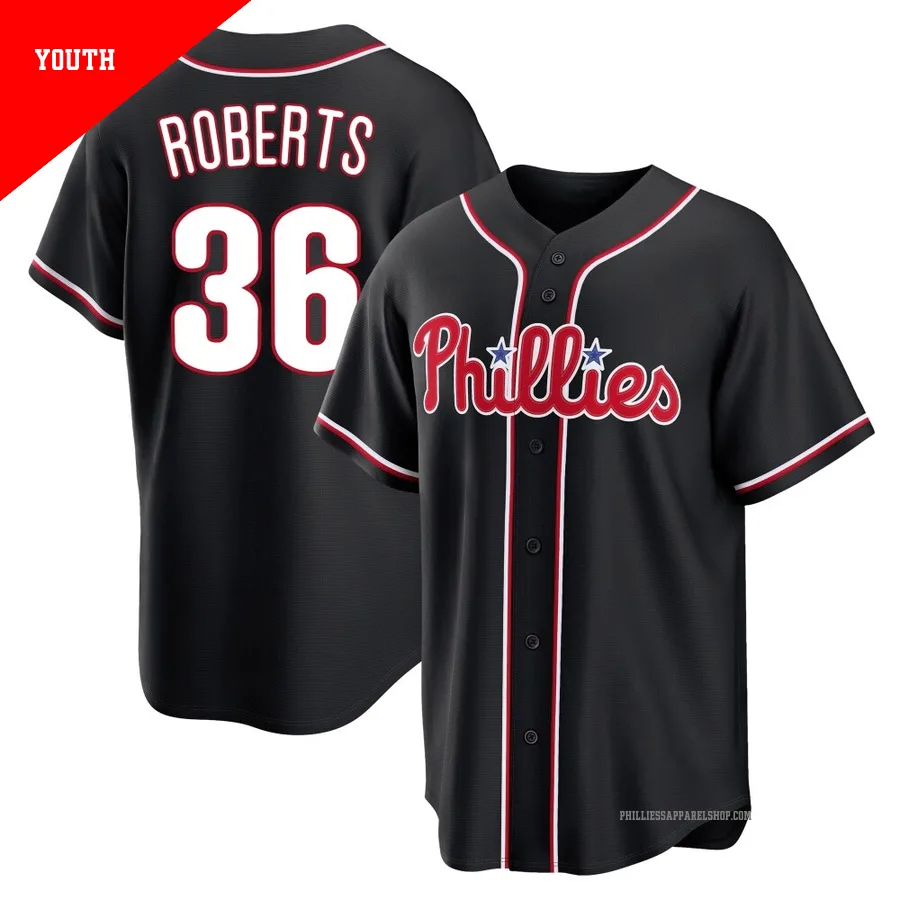 Philadelphia Phillies ＃36 Robin Roberts Youth Black Replica Fashion Out Jersey