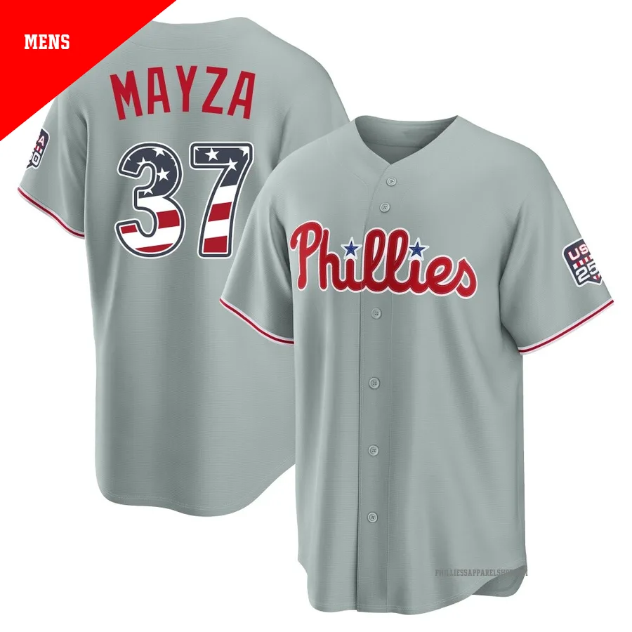 Philadelphia Phillies ＃37 Tim Mayza Men's Gray Limited USA 250 Fourth Of July Road Stadium Jersey