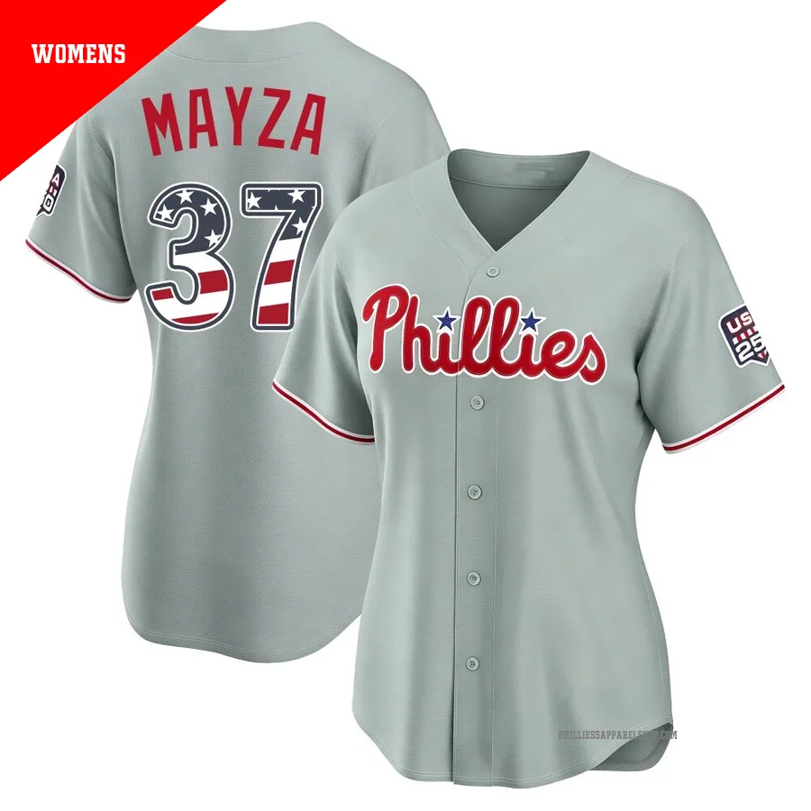 Philadelphia Phillies ＃37 Tim Mayza Women's Gray Limited USA 250 Fourth Of July Road Stadium Jersey