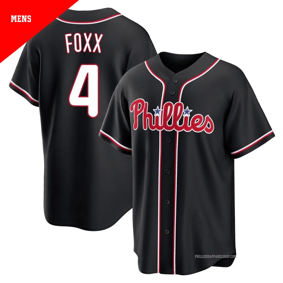 Philadelphia Phillies ＃4 Jimmy Foxx Men's Black Replica Fashion Out Jersey