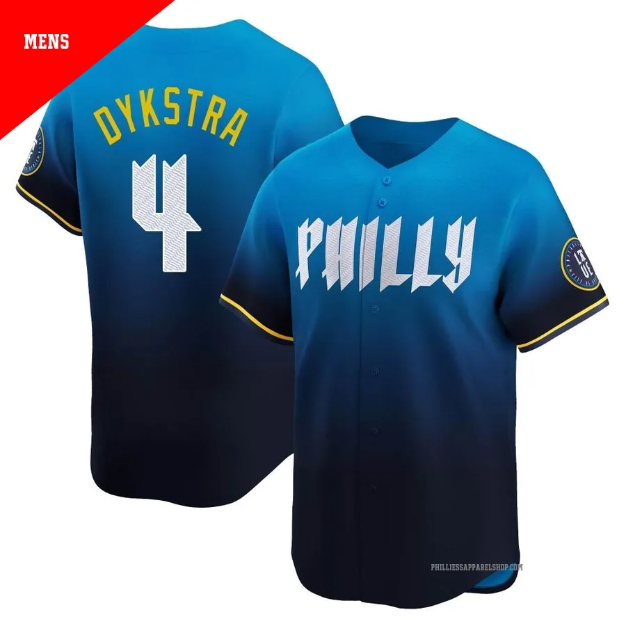 Philadelphia Phillies ＃4 Lenny Dykstra Men's Blue Limited 2024 City Connect Jersey