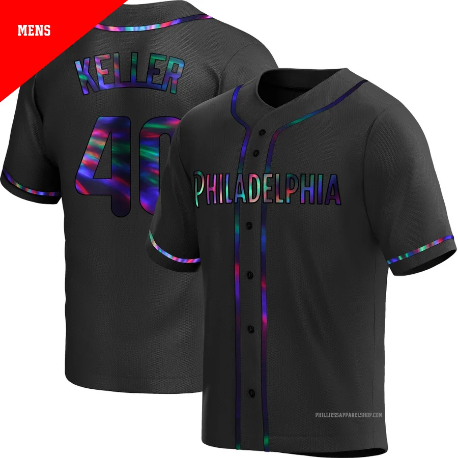 Philadelphia Phillies ＃40 Brad Keller Men's Black Replica Holographic Alternate Jersey