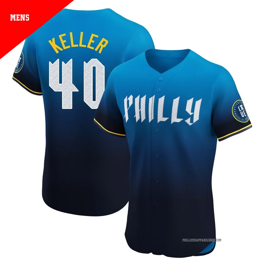 Philadelphia Phillies ＃40 Brad Keller Men's Blue Elite 2024 City Connect Jersey