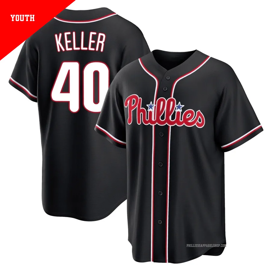 Philadelphia Phillies ＃40 Brad Keller Youth Black Replica Fashion Out Jersey