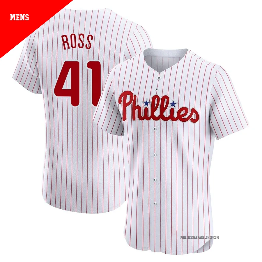 Philadelphia Phillies ＃41 Joe Ross Men's White Elite Home Jersey