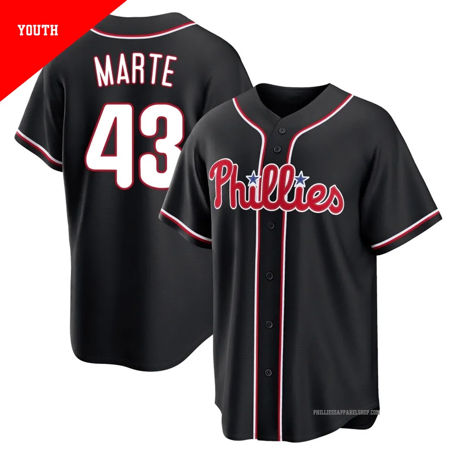 Philadelphia Phillies ＃43 Yunior Marte Youth Black Replica Fashion Out Jersey