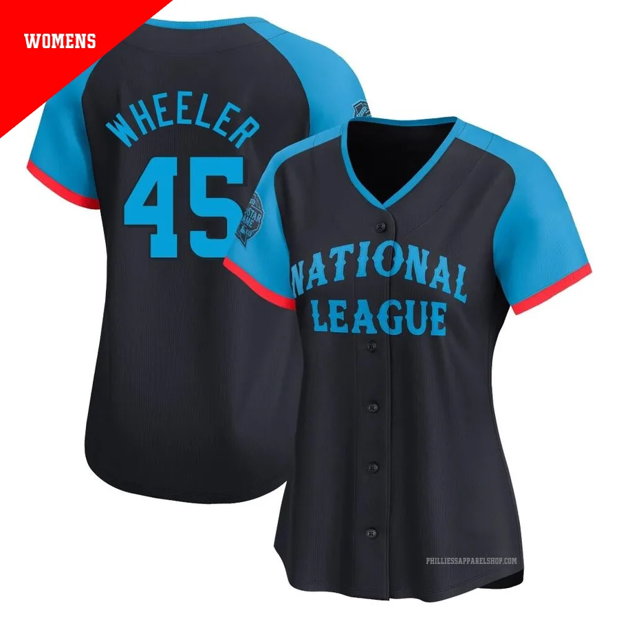 Philadelphia Phillies ＃45 Zack Wheeler Women's Navy Limited National League 2024 All-Star Game Jersey