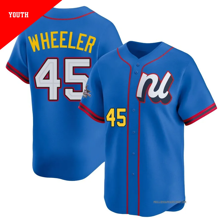 Philadelphia Phillies ＃45 Zack Wheeler Youth Blue Limited National League 2025 All-Star Edition Jersey