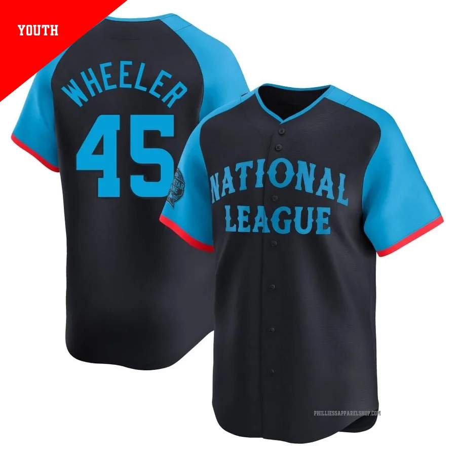 Philadelphia Phillies ＃45 Zack Wheeler Youth Navy Limited National League 2024 All-Star Game Jersey