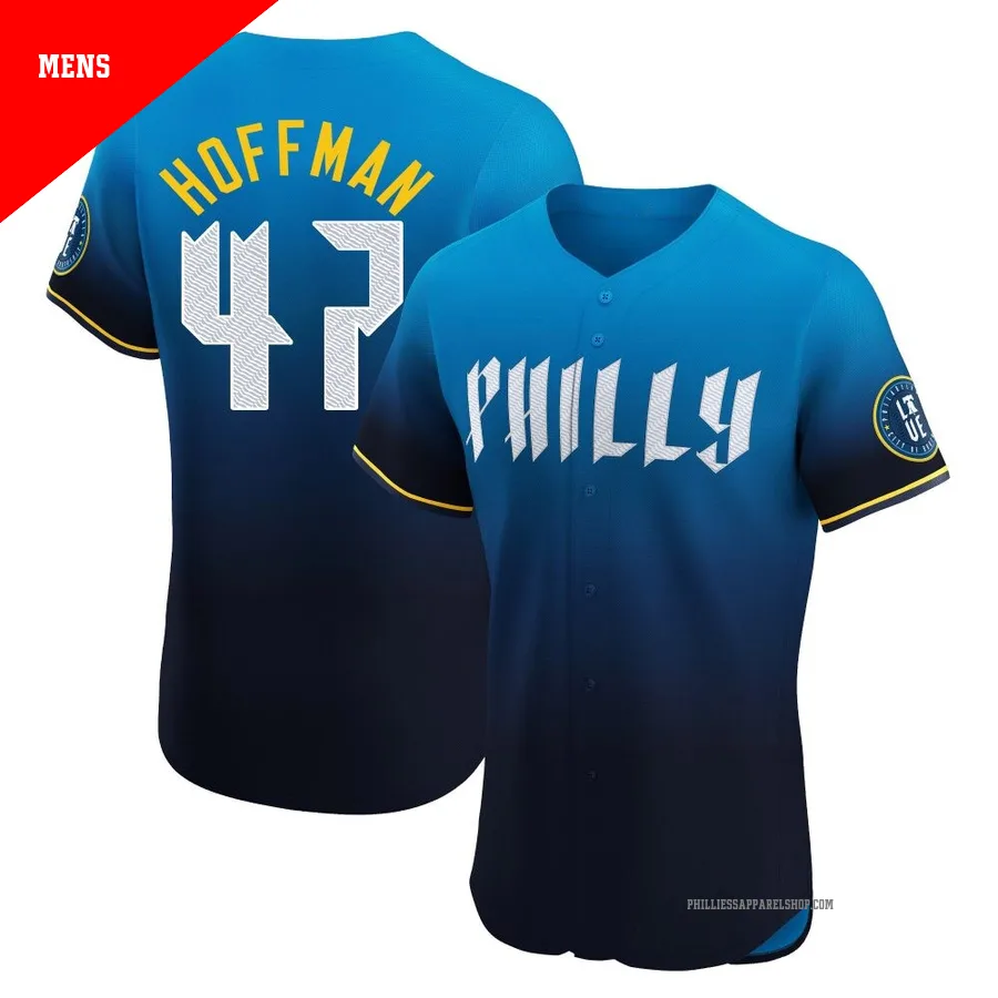 Philadelphia Phillies ＃47 Nolan Hoffman Men's Blue Elite 2024 City Connect Jersey