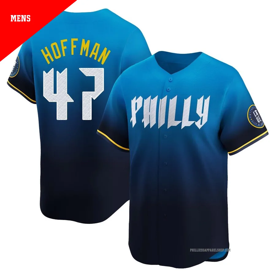 Philadelphia Phillies ＃47 Nolan Hoffman Men's Blue Limited 2024 City Connect Jersey