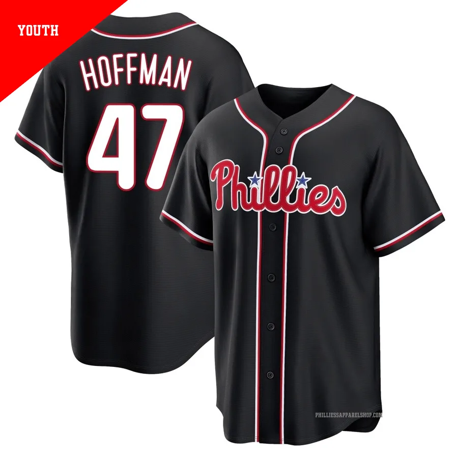 Philadelphia Phillies ＃47 Nolan Hoffman Youth Black Replica Fashion Out Jersey