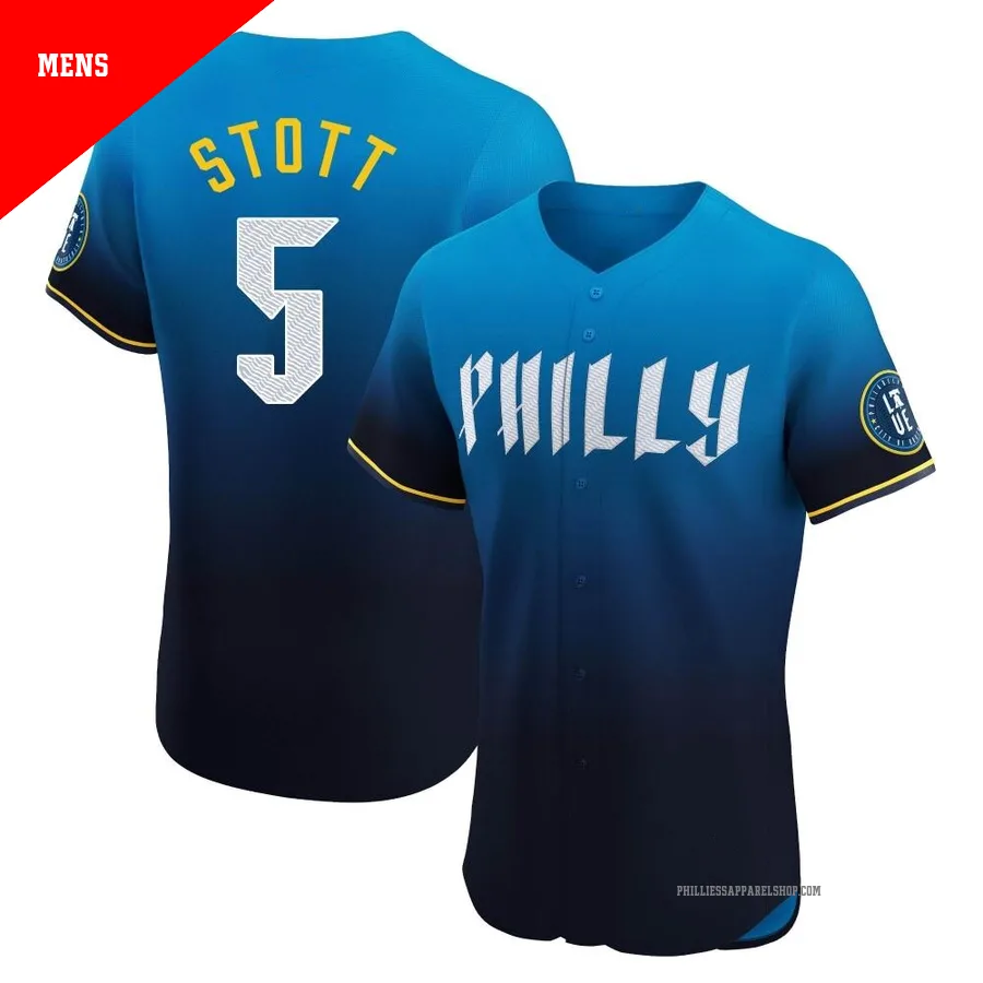 Philadelphia Phillies ＃5 Bryson Stott Men's Blue Elite 2024 City Connect Jersey