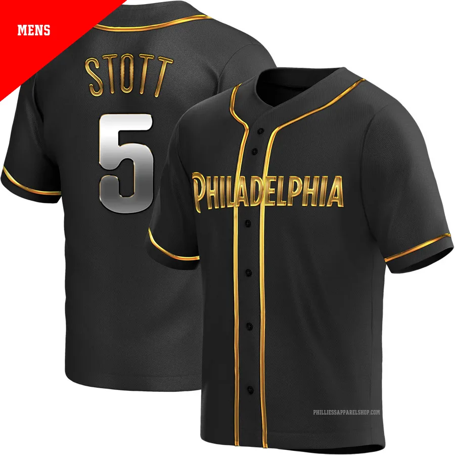 Philadelphia Phillies ＃5 Bryson Stott Men's Gold Replica Black en Alternate Jersey