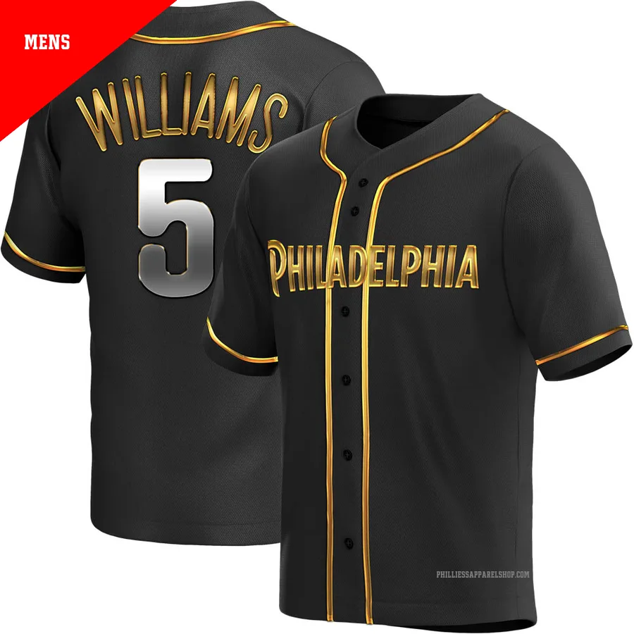 Philadelphia Phillies ＃5 Nick Williams Men's Gold Replica Black en Alternate Jersey
