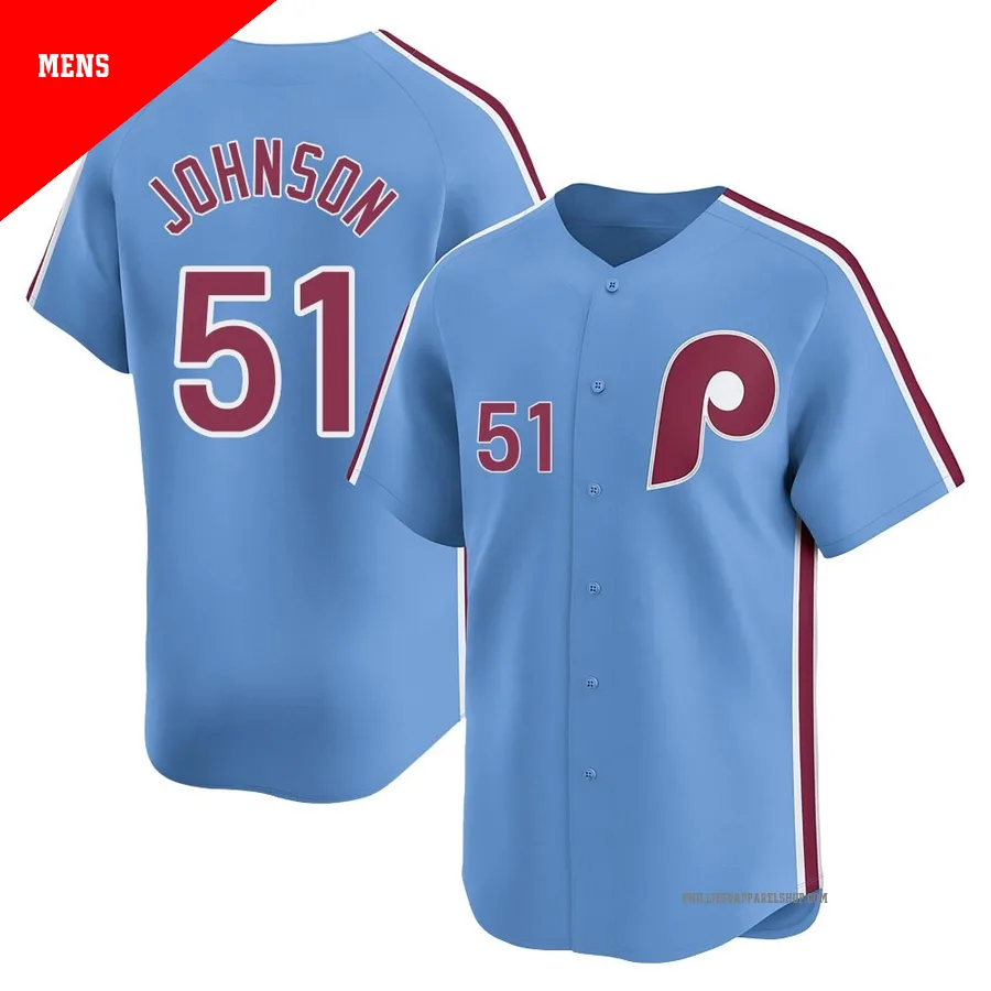 Philadelphia Phillies ＃51 Seth Johnson Men's Light Blue Limited Alternate Jersey