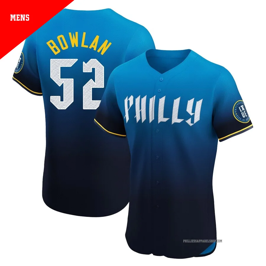 Philadelphia Phillies ＃52 Jonathan Bowlan Men's Blue Elite 2024 City Connect Jersey