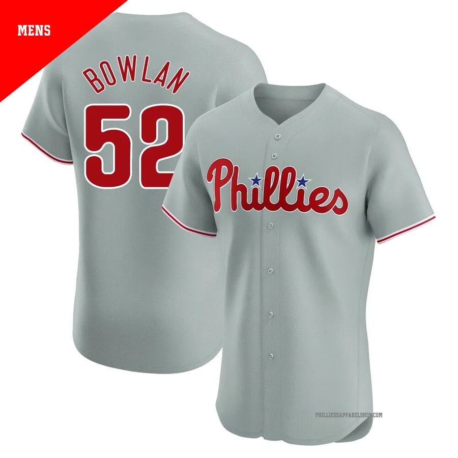 Philadelphia Phillies ＃52 Jonathan Bowlan Men's Gray Elite Road Jersey