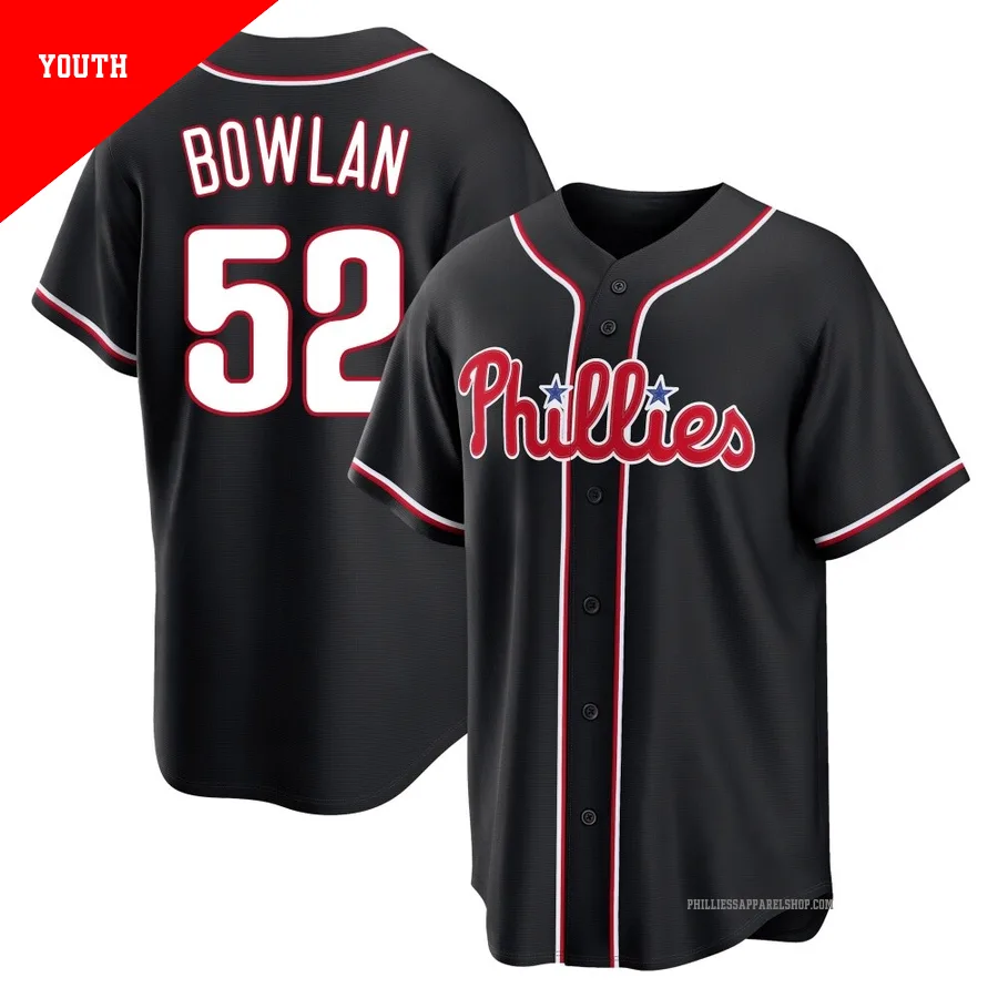Philadelphia Phillies ＃52 Jonathan Bowlan Youth Black Replica Fashion Out Jersey