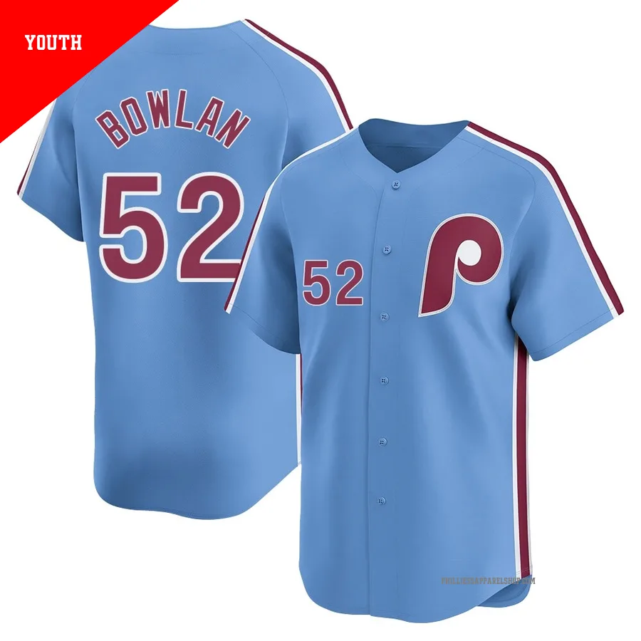 Philadelphia Phillies ＃52 Jonathan Bowlan Youth Light Blue Limited Alternate Jersey