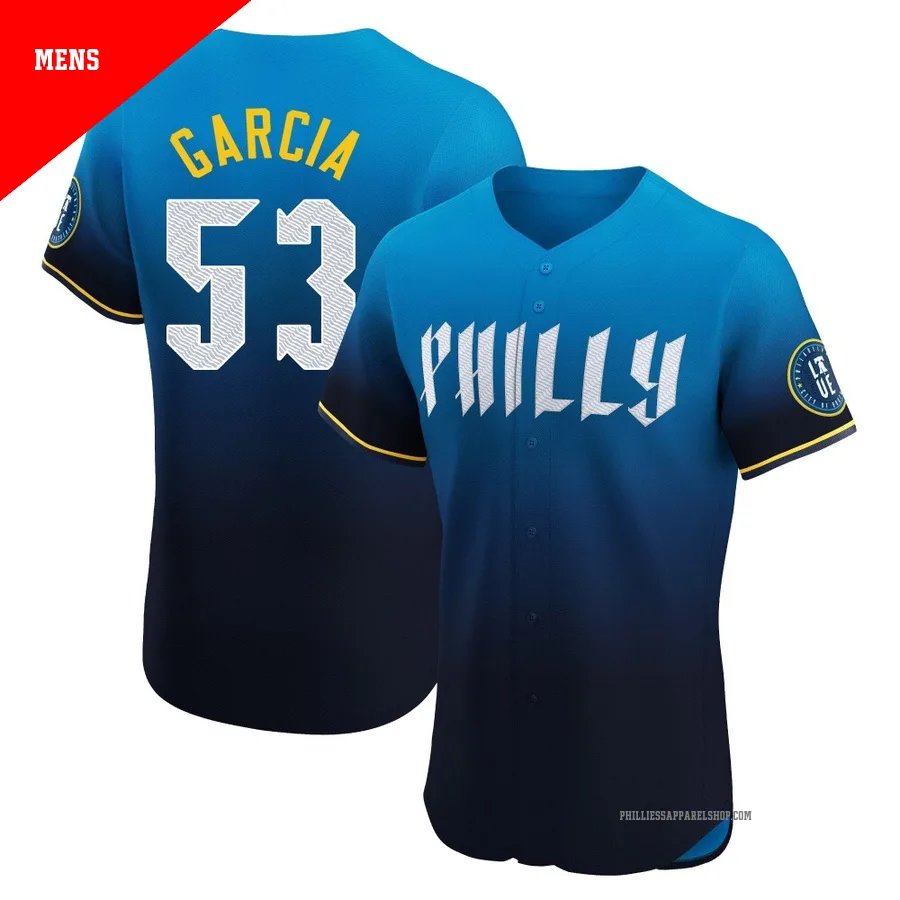 Philadelphia Phillies ＃53 Adolis Garcia Men's Blue Elite 2024 City Connect Jersey