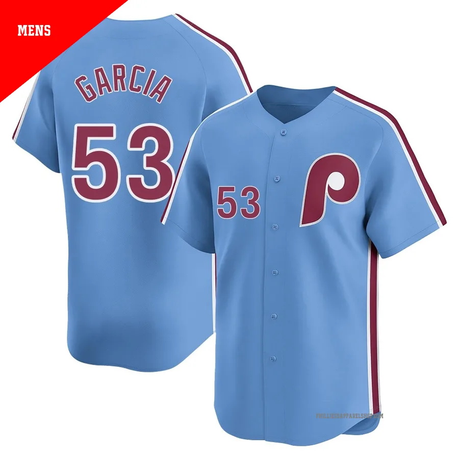 Philadelphia Phillies ＃53 Adolis Garcia Men's Light Blue Limited Alternate Jersey