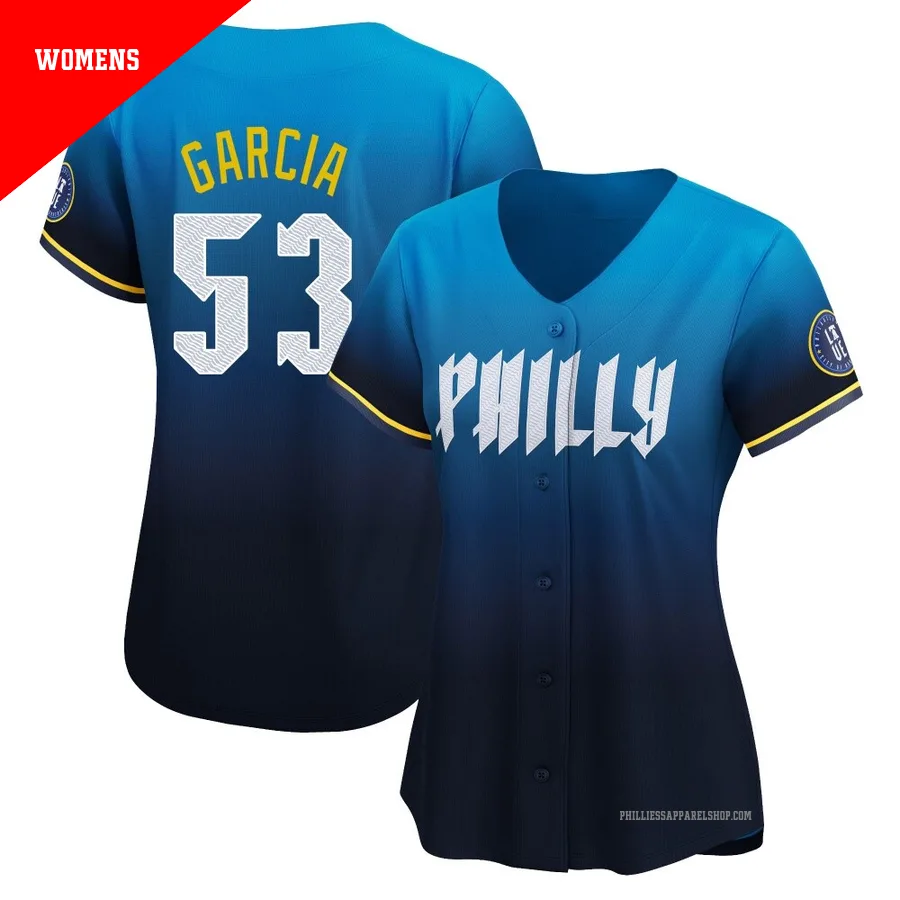 Philadelphia Phillies ＃53 Adolis Garcia Women's Blue Limited 2024 City Connect Jersey