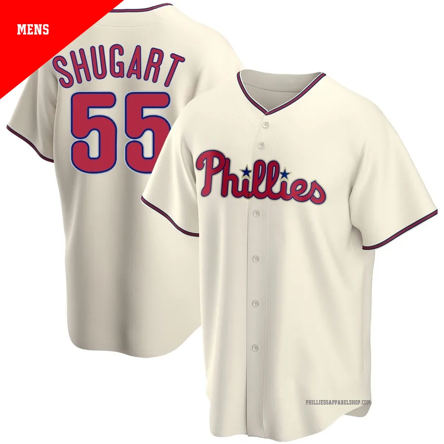 Philadelphia Phillies ＃55 Chase Shugart Men's Cream Replica Alternate Jersey
