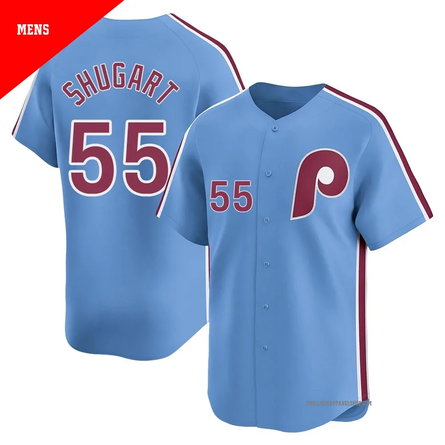 Philadelphia Phillies ＃55 Chase Shugart Men's Light Blue Limited Alternate Jersey