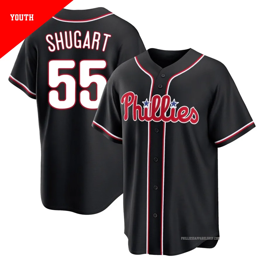 Philadelphia Phillies ＃55 Chase Shugart Youth Black Replica Fashion Out Jersey