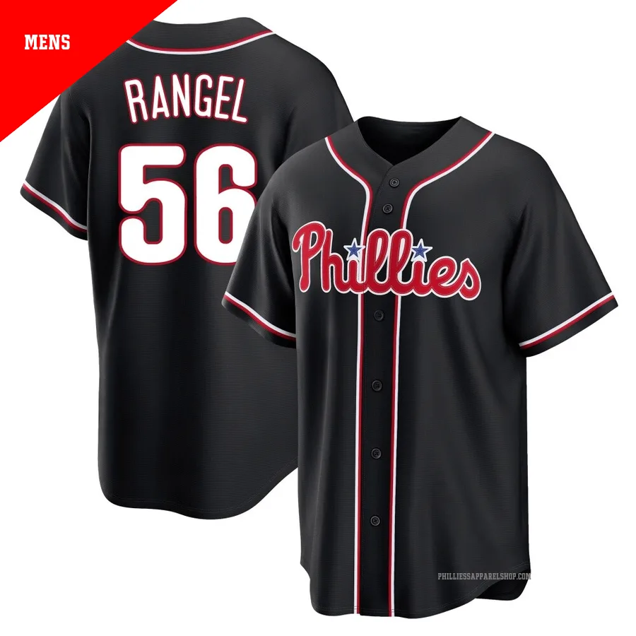 Philadelphia Phillies ＃56 Alan Rangel Men's Black Replica Fashion Out Jersey
