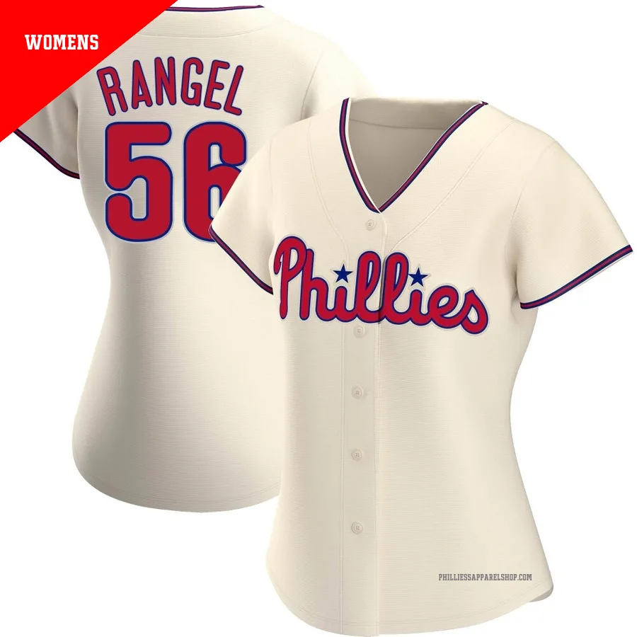 Philadelphia Phillies ＃56 Alan Rangel Women's Cream Replica Alternate Jersey