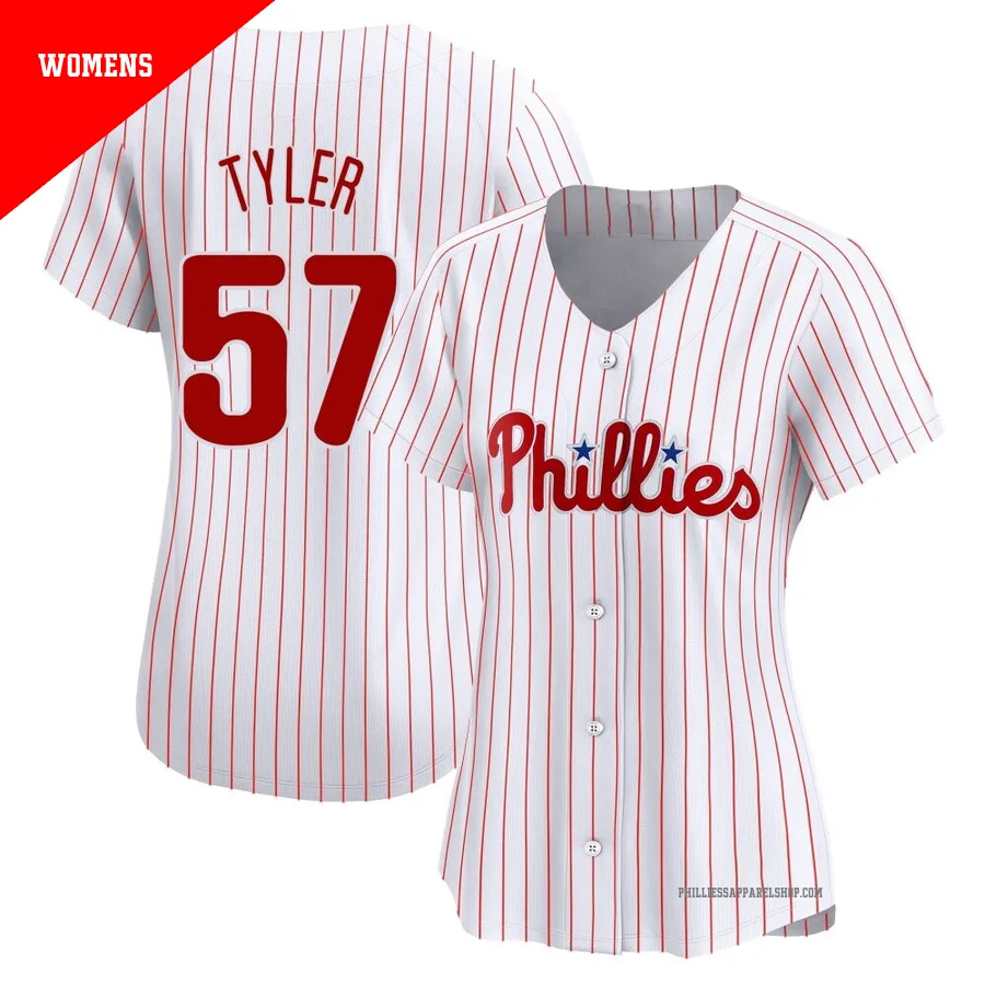 Philadelphia Phillies ＃57 Kyle Tyler Women's White Limited Home Jersey