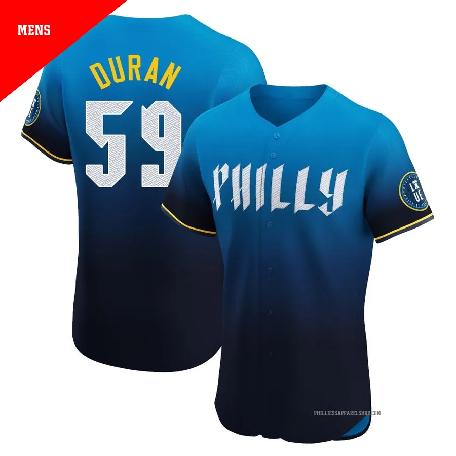Philadelphia Phillies ＃59 Jhoan Duran Men's Blue Elite 2024 City Connect Jersey