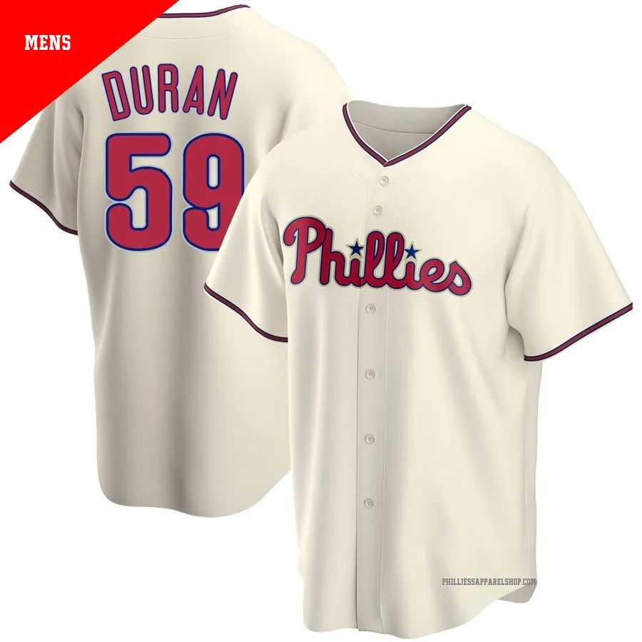 Philadelphia Phillies ＃59 Jhoan Duran Men's Cream Replica Alternate Jersey