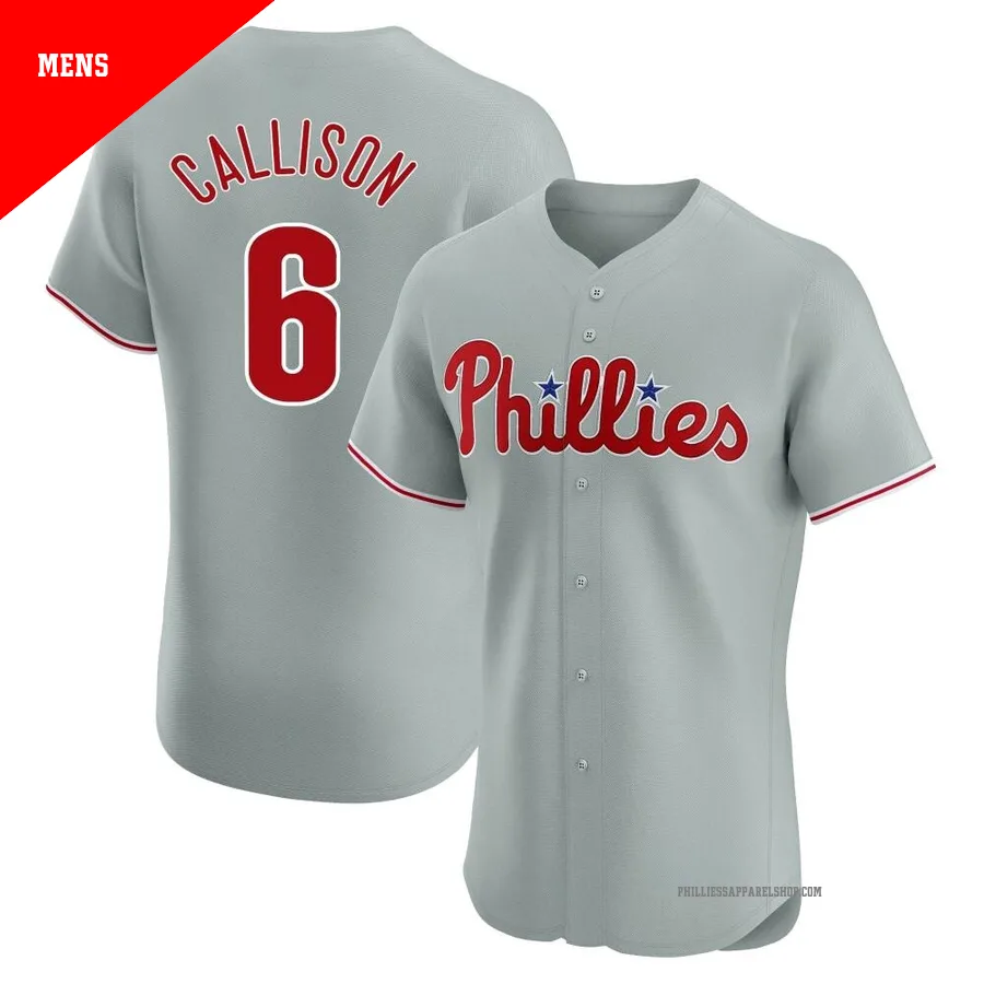 Philadelphia Phillies ＃6 Johnny Callison Men's Gray Elite Road Jersey