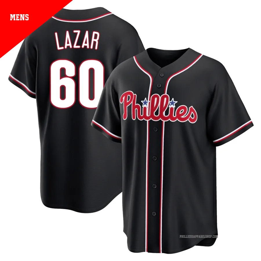 Philadelphia Phillies ＃60 Max Lazar Men's Black Replica Fashion Out Jersey