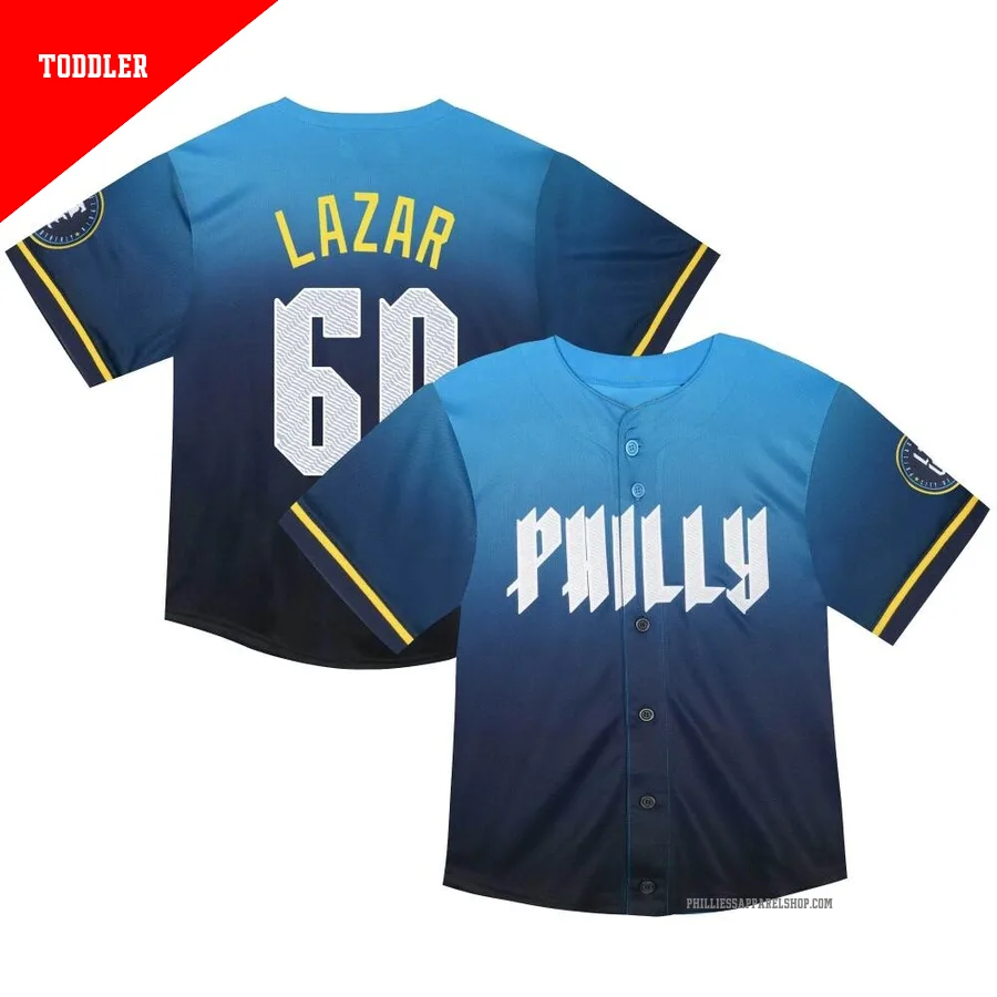 Philadelphia Phillies ＃60 Max Lazar Men's Blue Limited Toddler 2024 City Connect Jersey