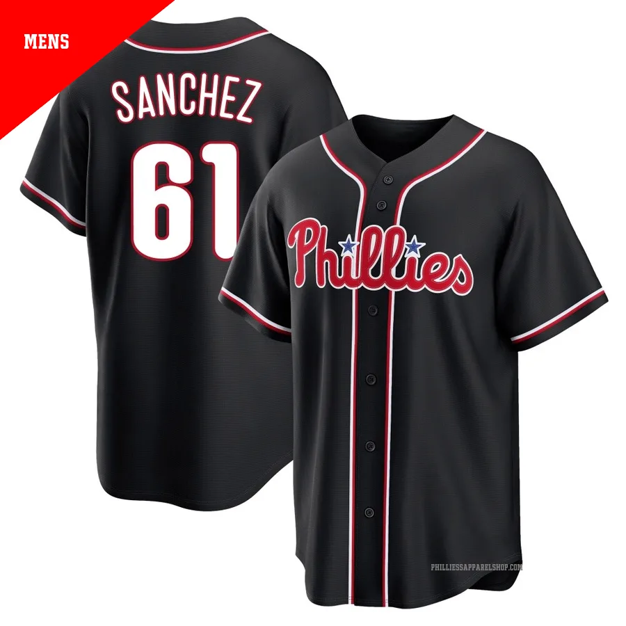 Philadelphia Phillies ＃61 Cristopher Sanchez Men's Black Replica Fashion Out Jersey