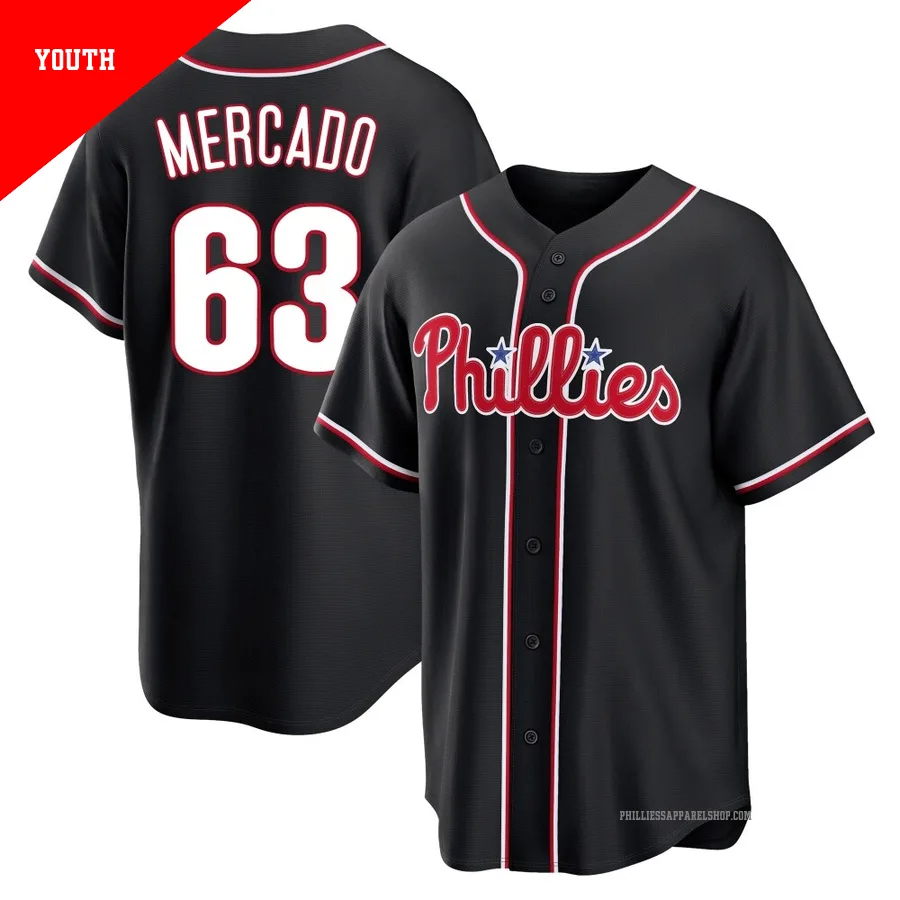 Philadelphia Phillies ＃63 Michael Mercado Youth Black Replica Fashion Out Jersey