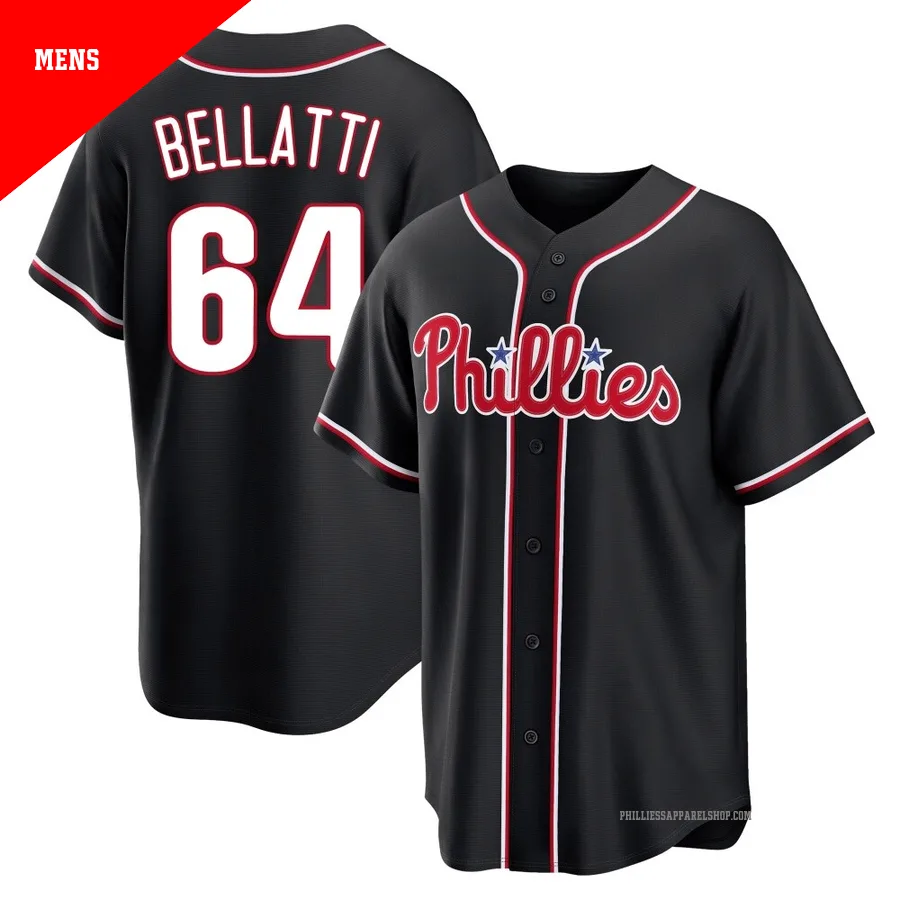 Philadelphia Phillies ＃64 Andrew Bellatti Men's Black Replica Fashion Out Jersey
