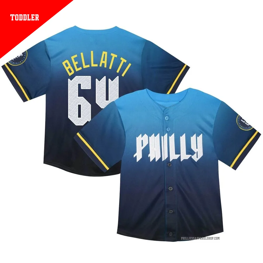 Philadelphia Phillies ＃64 Andrew Bellatti Men's Blue Limited Toddler 2024 City Connect Jersey