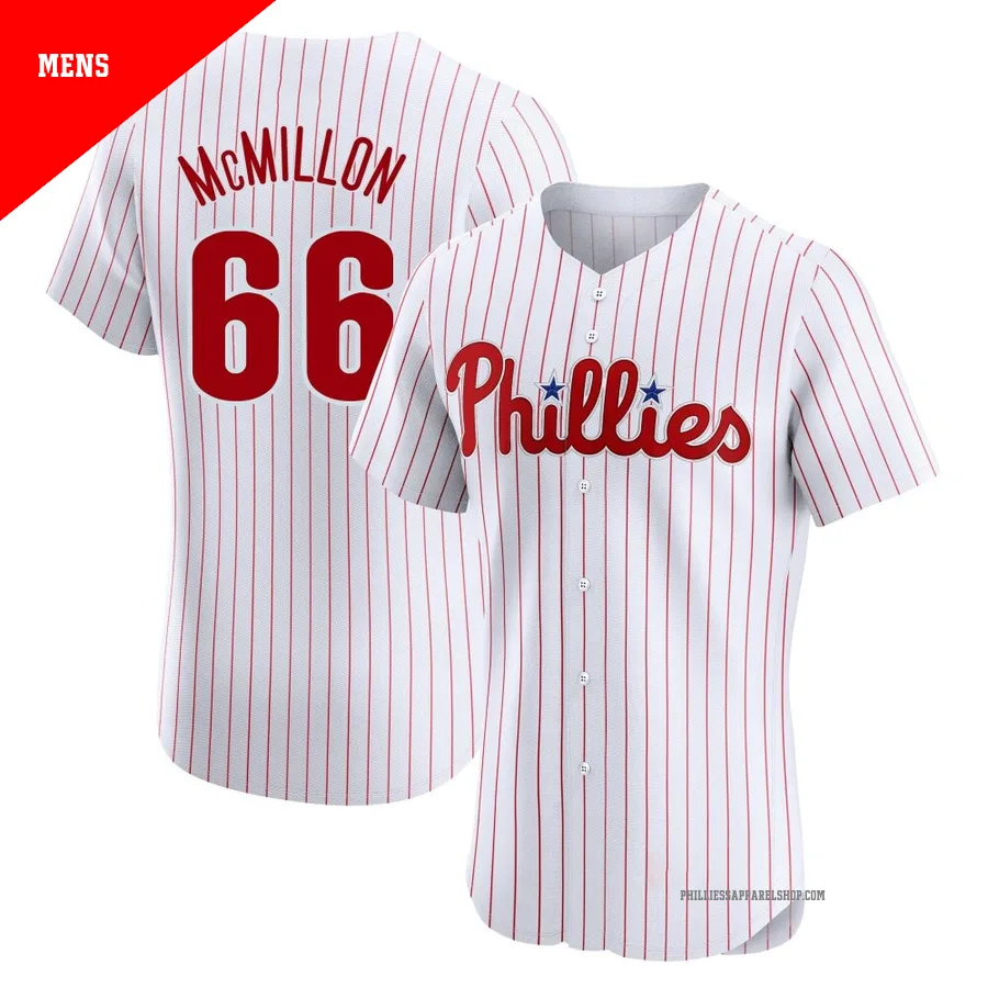 Philadelphia Phillies ＃66 John McMillon Men's White Elite Home Jersey