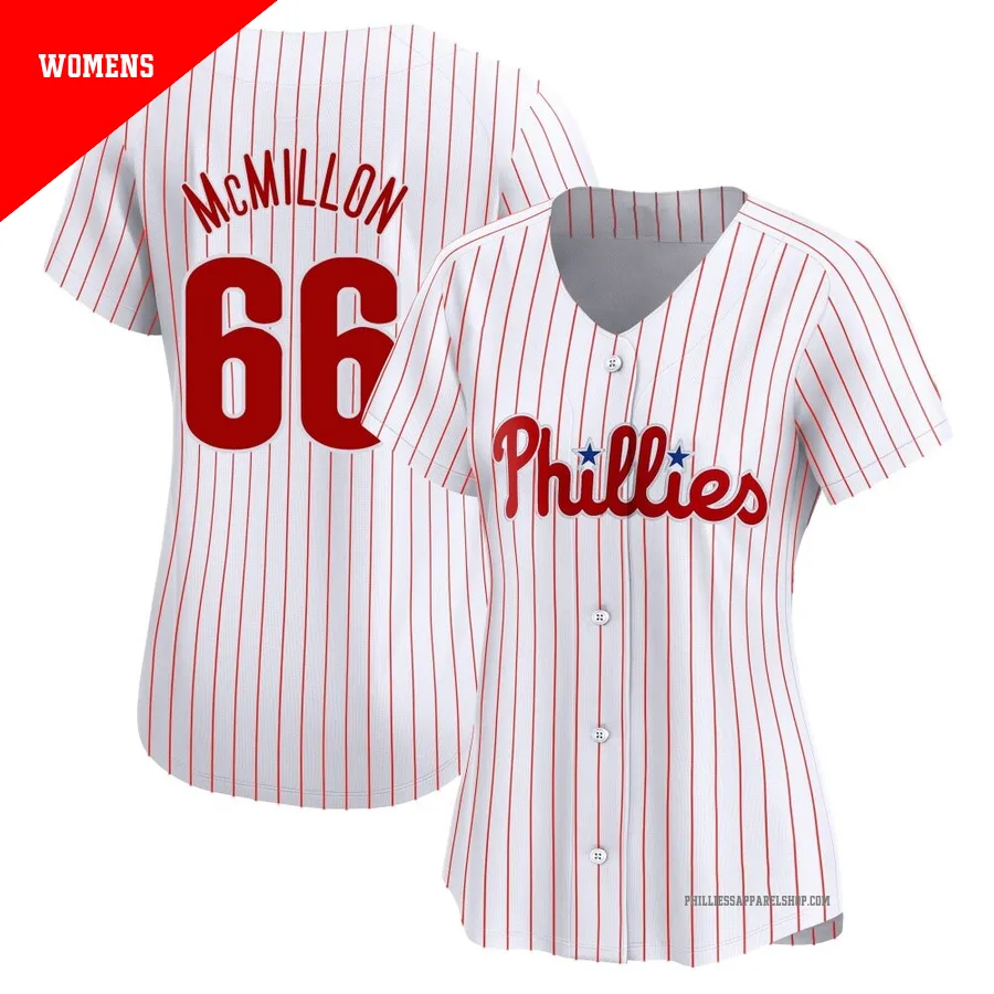 Philadelphia Phillies ＃66 John McMillon Women's White Limited Home Jersey
